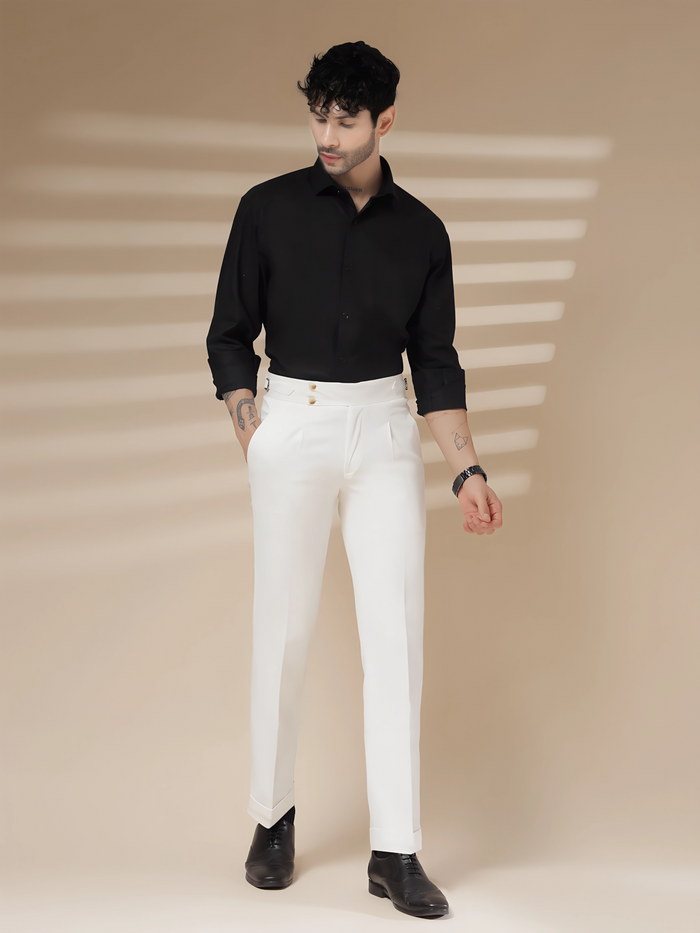 White Signature Buttoned Gurkha Pants by ITALIAN VEGA®