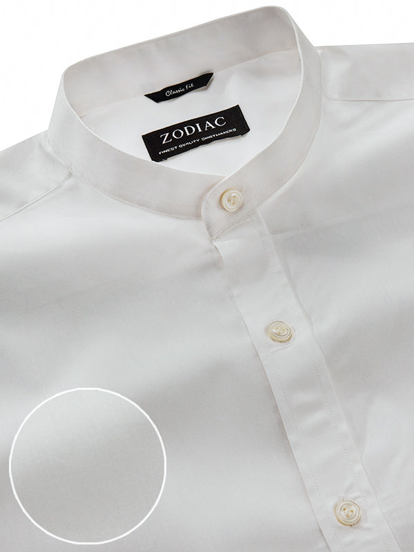 White Solid Full Sleeve Single Cuff Classic Fit Classic Formal Luxury Cotton Shirt