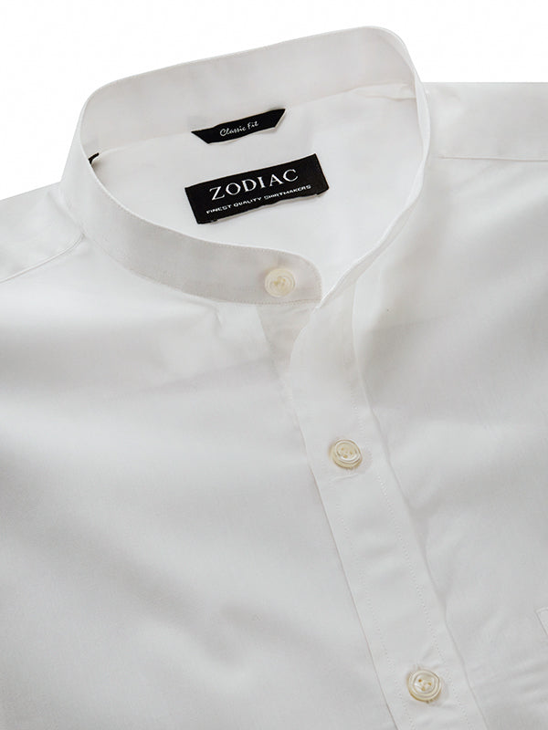 White Solid Full Sleeve Single Cuff Classic Fit Classic Formal Luxury Cotton Shirt
