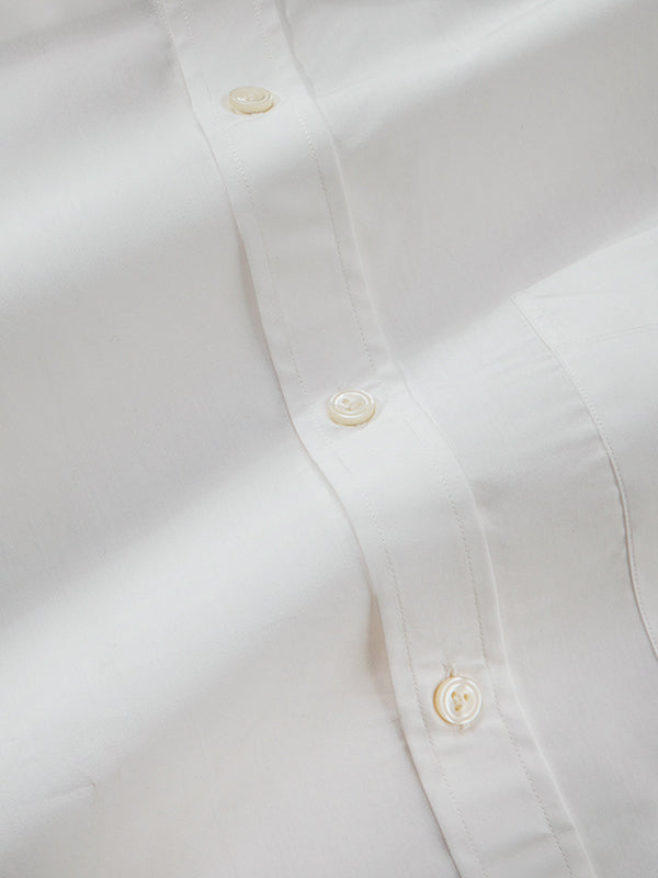 White Solid Full Sleeve Single Cuff Classic Fit Classic Formal Luxury Cotton Shirt