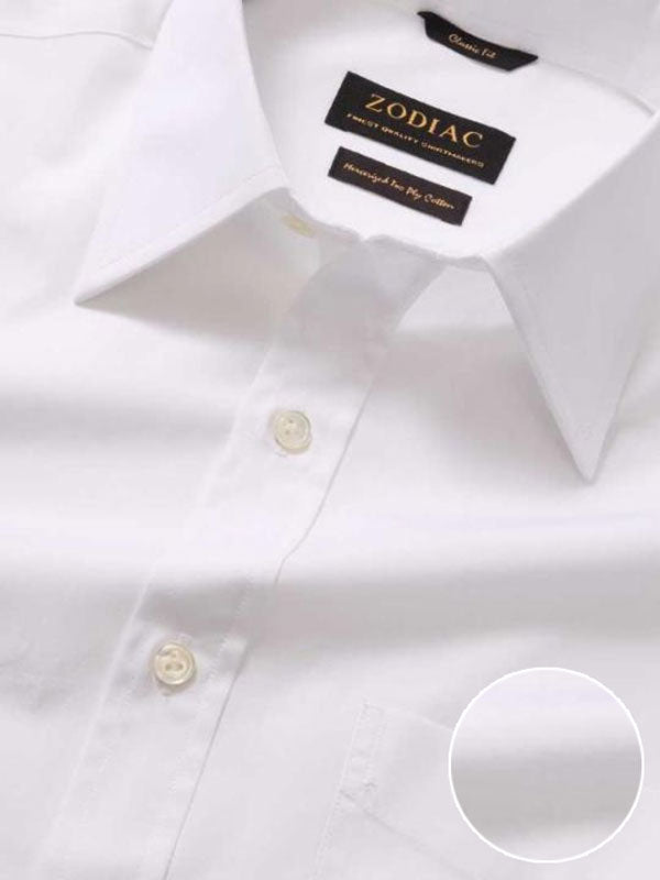 White Solid Full Sleeve Single Cuff Classic Fit Classic Formal Two Ply Mercerized Premium Cotton Shirt