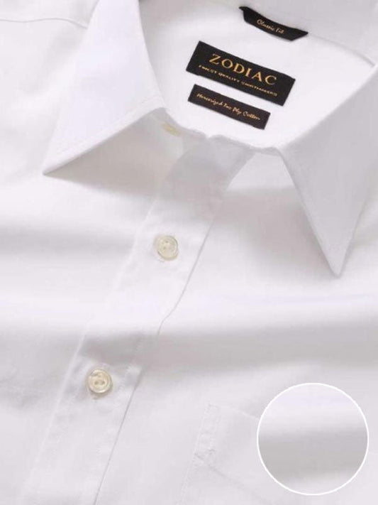 White Solid Full Sleeve Single Cuff Classic Fit Classic Formal Two Ply Mercerized Premium Cotton Shirt