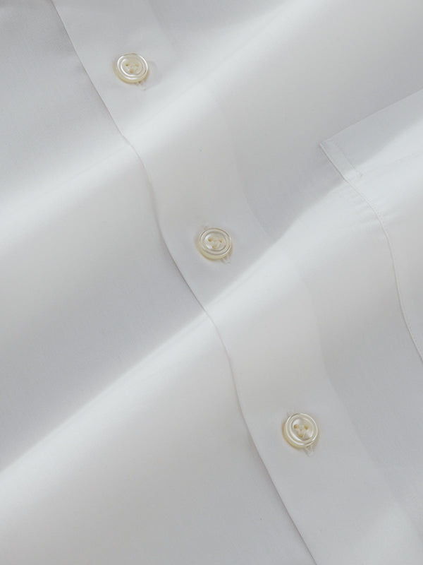 White Solid Full Sleeve Single Cuff Slim Fit Classic Formal Luxury Cotton Shirt
