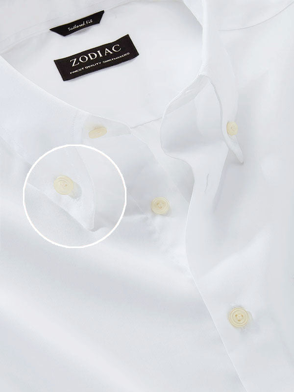 White Solid Full Sleeve Single Cuff Tailored Fit Classic Formal Luxury Cotton Without Pocket Shirt