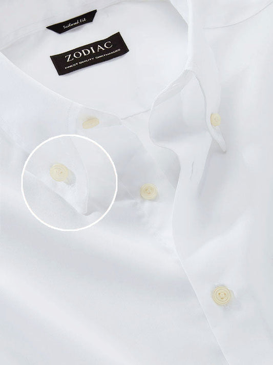 White Solid Full Sleeve Single Cuff Tailored Fit Classic Formal Luxury Cotton Without Pocket Shirt