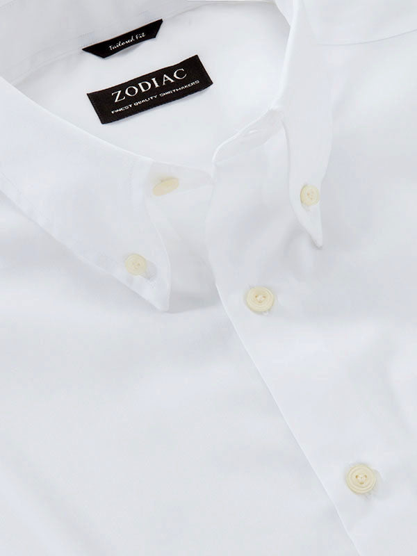 White Solid Full Sleeve Single Cuff Tailored Fit Classic Formal Luxury Cotton Without Pocket Shirt