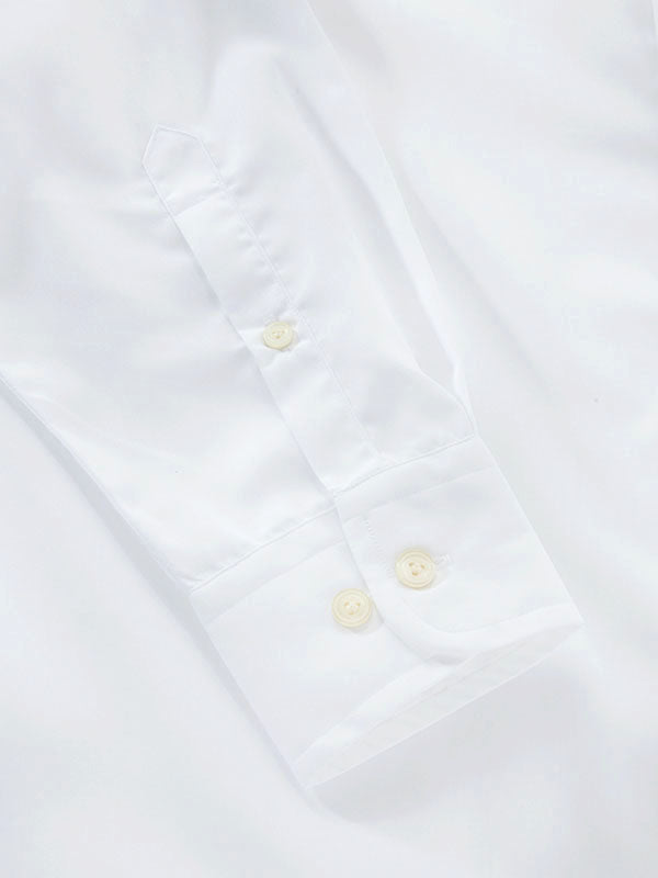 White Solid Full Sleeve Single Cuff Tailored Fit Classic Formal Luxury Cotton Without Pocket Shirt