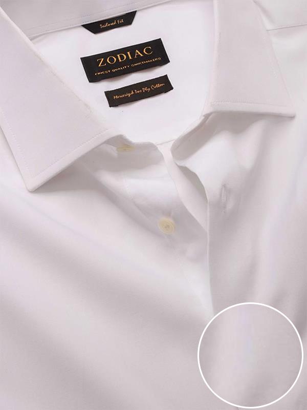White Solid Full Sleeve Single Cuff Tailored Fit Classic Formal Two Ply Mercerized Premium Cotton Shirt