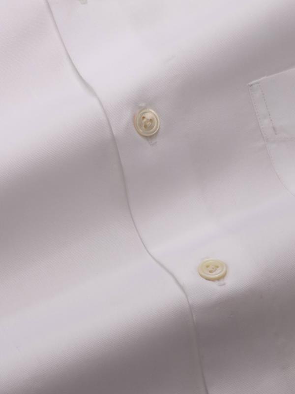 White Solid Full Sleeve Single Cuff Tailored Fit Classic Formal Two Ply Mercerized Premium Cotton Shirt