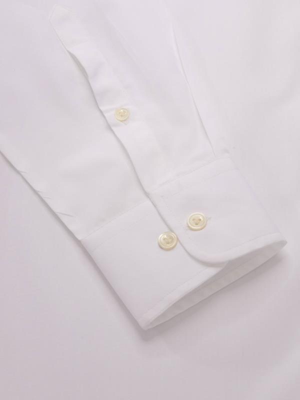 White Solid Full Sleeve Single Cuff Tailored Fit Classic Formal Two Ply Mercerized Premium Cotton Shirt