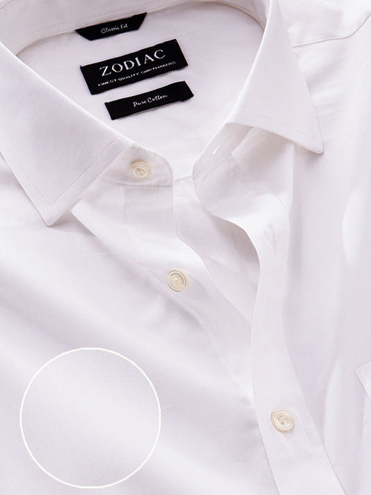 White Solid Half Sleeve Classic Fit Classic Formal Luxury Cotton Shirt