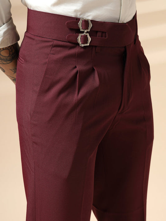 Wine Double Buckle Gurkha Pants by ITALIAN VEGA®