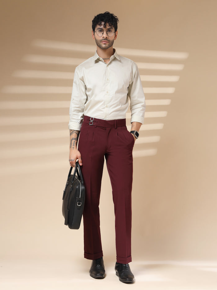 Wine Double Buckle Gurkha Pants by ITALIAN VEGA®