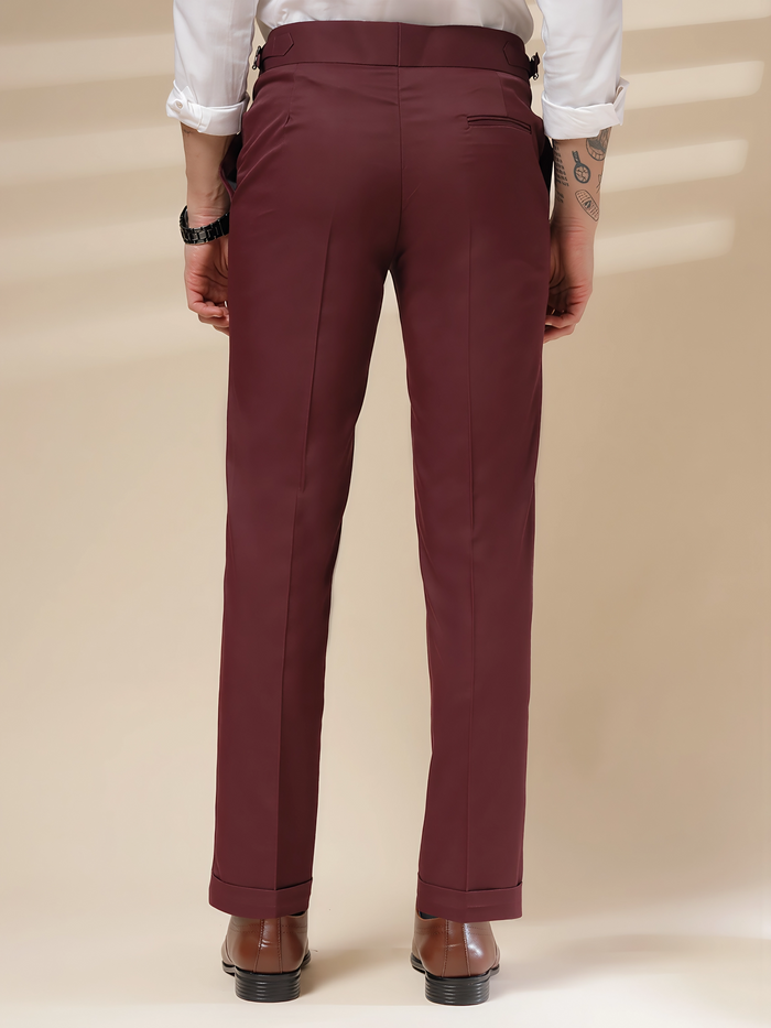 Wine Signature Buttoned Gurkha Pants by ITALIAN VEGA®