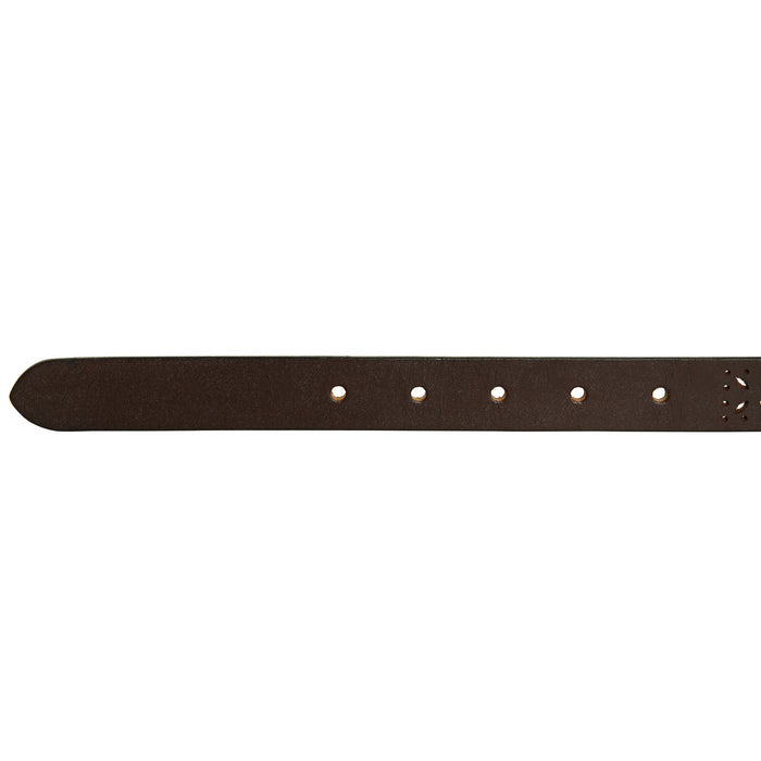 Perforated Pattern Leather Belt-Brown-6