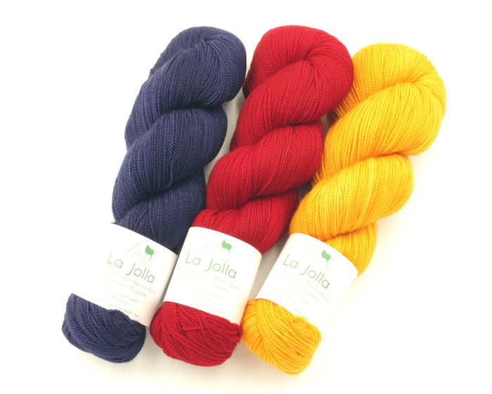 Small / Baah Yarn - La Jolla / Burmese Ruby Marigold & Navy