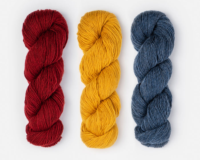 Small / Blue Sky Fibers - Woolstok Light / Red Rock Spun Gold & October Sky