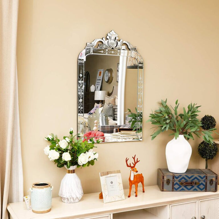 Wood Frame Wall Venetian Rectangular Mirror