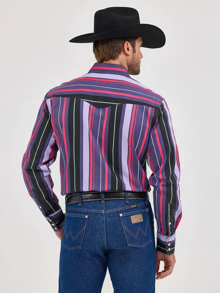 Wrangler® Vintage Inspired Brushpopper Striped Snap Up