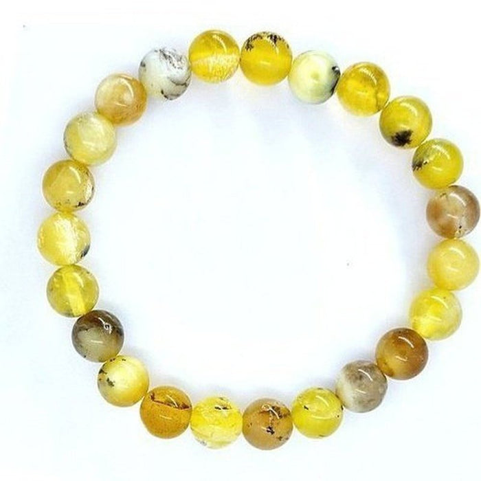 Yellow opal beaded bracelet, sunny yellow, view 2