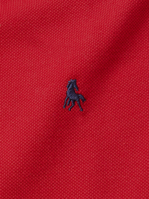 z3 Polo Garment Dyed Red Solid Tailored Fit Casual Cotton T-Shirt