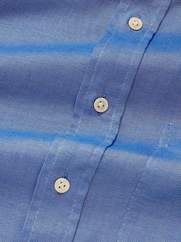 Zuccaro Blue Solid Full Sleeve Single Cuff Classic Fit Semi Formal Two Ply Mercerized Cotton Shirt